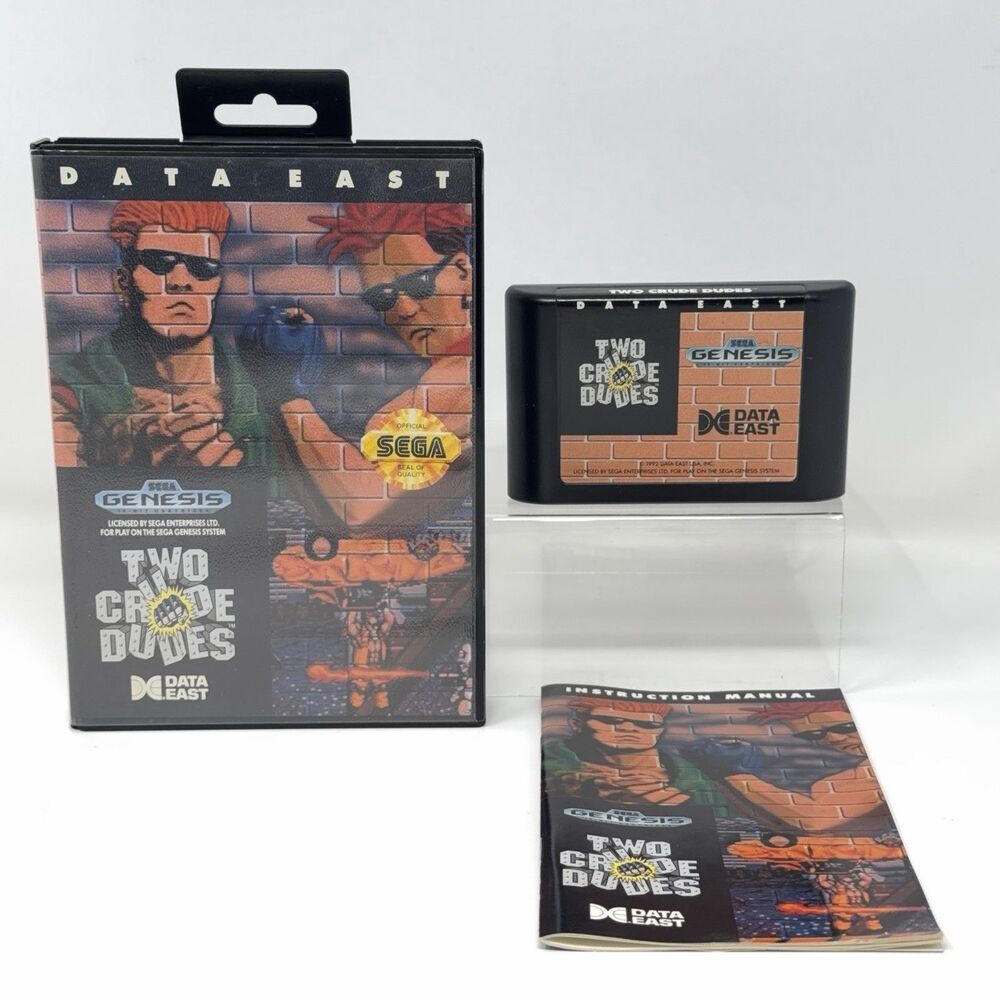 Two Crude Dudes Sega Genesis 1991 Complete CIB Refurbished Tested